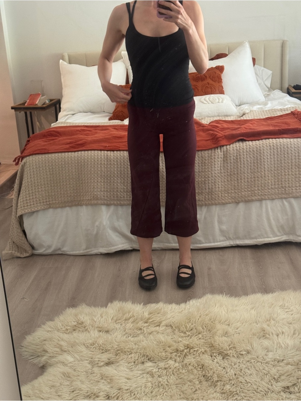 Lululemon Cropped Wide-Leg Pants in Burgundy/wine - y2k/ vintage